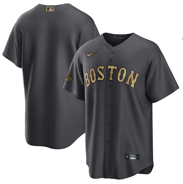 Men's Boston Red Sox Blank 2022 All-star Charcoal Cool Base Stitched Jersey